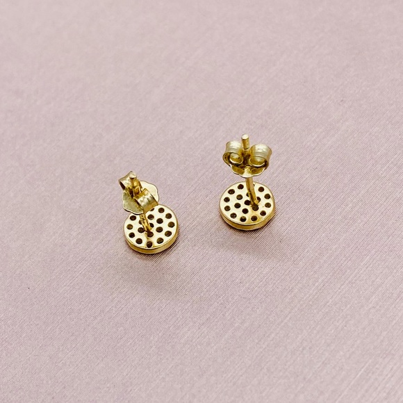 EUC Gold Plated CZ Disc Stud Earrings - Picture 12 of 15